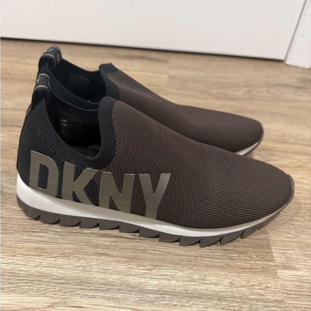 DKNY Brown and Black Slip-On Sneakers